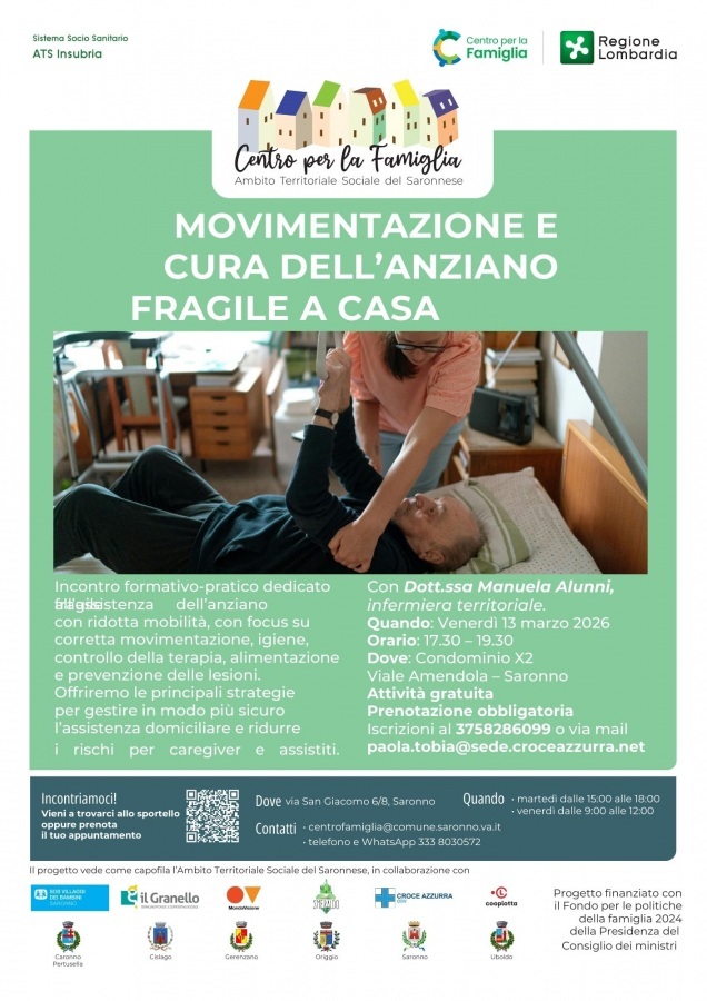 Movimentazione e cura dell’anziano fragile a casa